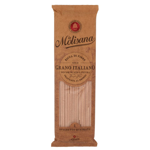 La Molisana Pasta Integrale Spaghetto Quadrato n°1 Vollkornnudeln Vollkornpasta,100% italienischer Weizen,Bronzepaste 500g Packung 18x Original italienisch inkl. Italian Gourmet Polpa di Pomodoro 400g Dose