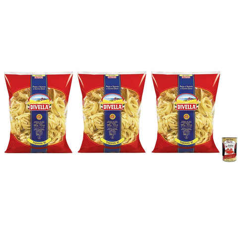 Divella Tagliatelle N°91 Hartweizengrieß Pasta Italienische Nudeln 500g Packung 3x Original italienisch inkl. Italian Gourmet Polpa di Pomodoro 400g Dose