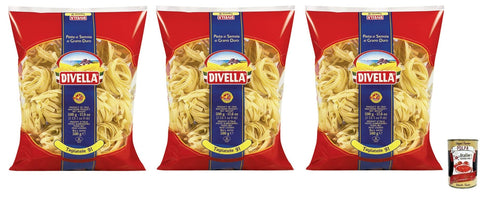 Italian Gourmet E.R. Längliche Pasta 3x Divella Tagliatelle N°91 Hartweizengrieß Pasta Italienische Nudeln 500g Packung + Italian Gourmet Polpa di Pomodoro 400g Dose 8032804040014