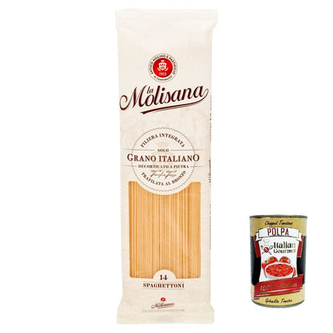 Italian Gourmet E.R. Längliche Pasta 5x La Molisana Spaghettoni N. 14 Pasta Lenta Lavorazione Teigwaren aus Hartweizengrieß Bronze-Zeichnung 500g + Italian Gourmet Polpa 400g 8004690051429
