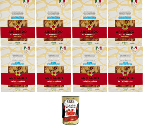 ARMANDO La Pappardella Italienischer Weizen Bronze gezeichnet 100% Italienische Pasta 8x500g Italian Gourmet Polpa di Pomodoro 400g Original italienisch