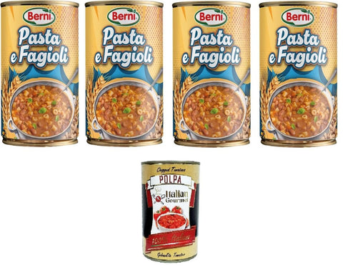 Italian Gourmet E.R. Längliche Pasta Berni Pasta e Fagioli Nudeln und Bohnen 4x 420gr + Italian Gourmet polpa 400g 8032804040014