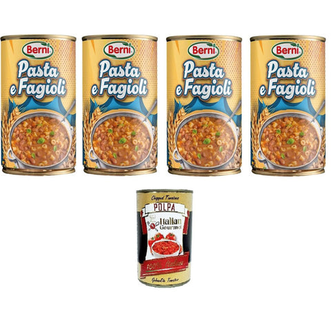 Berni Pasta e Fagioli Nudeln und Bohnen 4x 420gr Original italienisch inkl. Italian Gourmet Polpa 400g