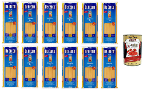 Italian Gourmet E.R. Längliche Pasta De Cecco Linguine Pasta di Semola di grano duro Food Service Linguine Hartweizengrieß Pasta Food Service 12x1kg + Italian gourmet polpa 400g 8032804040014
