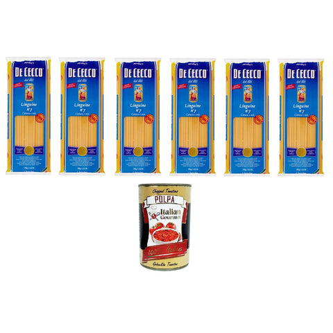 DE CECCO Linguine Pasta di Semola di grano duro Food Service Linguine Hartweizengrieß Pasta Food Service 6x1kg Original italienisch inkl. Italian Gourmet Polpa 400g