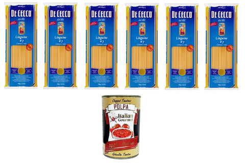 Italian Gourmet E.R. Längliche Pasta De Cecco Linguine Pasta di Semola di grano duro Food Service Linguine Hartweizengrieß Pasta Food Service 6x1kg + Italian gourmet polpa 400g 8032804040014
