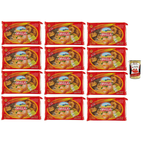Divella 107/b Tagliatelle Paglia e Fieno, Authentische italienische Pasta, Eiernudeln - Die köstlichsten Tagliatelle zum Teilen mit der Familie 12x 500 g inkl. Italian Gourmet polpa 400g Original italienisch