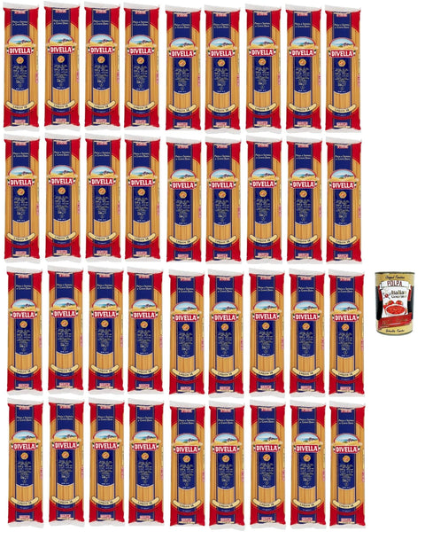Italian Gourmet E.R. Längliche Pasta Divella Pasta 100% Italienisch Linguine N° 14, Nudeln aus Hartweizengrieß, Kochen 8 Minuten 36x 500g + Italian Gourmet polpa 400g 8032804040014