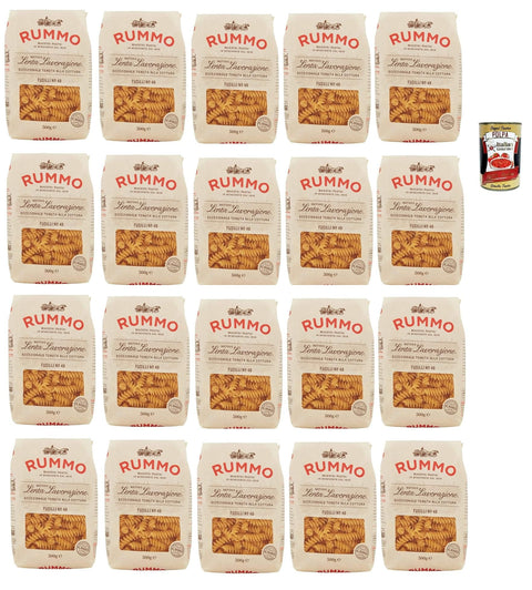 Italian Gourmet E.R. Längliche Pasta Rummo Fusilli N°48 Pasta Lenta Lavorazione Teigwaren aus Hartweizengrieß Bronze-Zeichnung 500g + Italian Gourmet polpa 400g