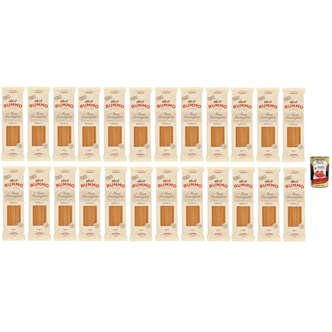 Rummo Pasta Bucatini N° 6, Pasta Lenta Lavorazione Teigwaren, Hartweizengrieß Pasta Italienische Nudeln, 24x 500g Original italienisch inkl. Italian Gourmet Polpa 400g