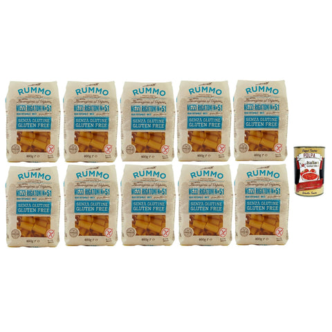 Rummo Pasta Nudeln Glutenfreie Mezzi Rigatoni N° 51, Bronze Gezeichnete gluteinfrei 10x400g Original italienisch