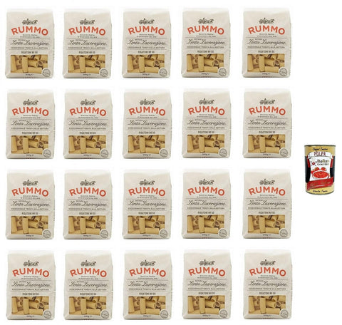 Italian Gourmet E.R. Längliche Pasta Rummo Rigatoni N°50 Pasta Lenta Lavorazione Teigwaren aus Hartweizengrieß Bronze-Zeichnung 20x 500g + Italian Gourmet polpa 400g