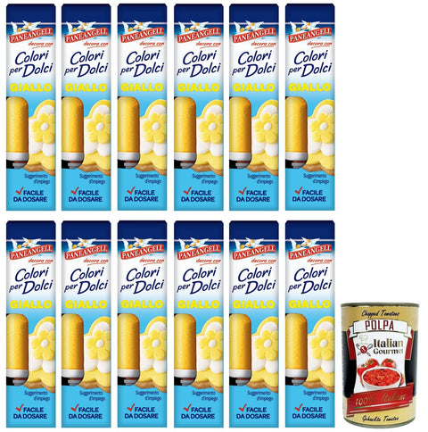 Paneangeli Colori per Dolci Giallo, Gelber Gel Farbstoff 12x10g Original italienisch Lebensmittelfarben
