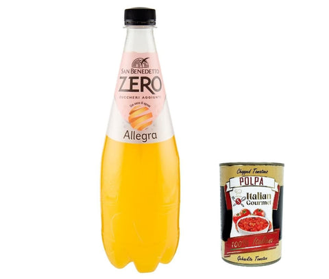 Italian Gourmet E.R. Limonade 12x San Benedetto Allegra Aranciata Zero PET ohne Zucker 0,75 L Limonade orange ohne Zucker + Italian Gourmet polpa 400g 8001620012468