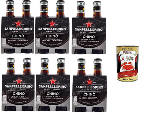 San Pellegrino Chinotto Chinò 20cl Glas Limonade Italienisch Getränk Flasche 24x Original italienisch inkl. Italian Gourmet Polpa 400g