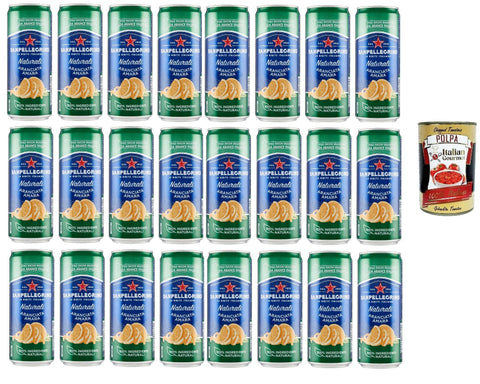 Sanpellegrino Aranciata Amara Lemonade Orange 'Bitteroange', 330 ml 24x Original italienisch inkl. Italian Gourmet Polpa 400g