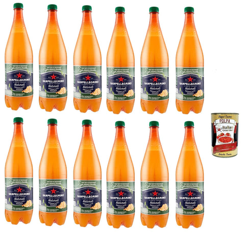 San Pellegrino Aranciata Amara Limonade 'Bitteroange', Lemonade, italienisches Softdrinkgetränk, 12x 1200ml Original italienisch inkl. Italian Gourmet Polpa 400g