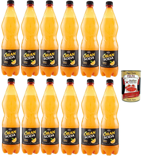 Italian Gourmet E.R. Limonade Oransoda PET 12x 1L Flasche Orange Soda Limonade soft drink, italienisch + Italian Gourmet polpa 400g 8032804040014