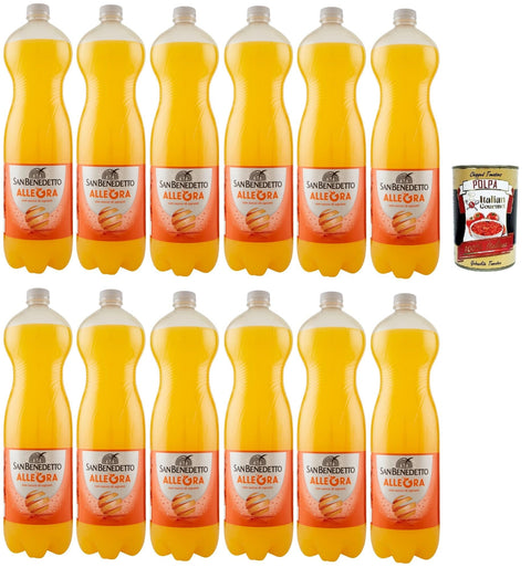 Italian Gourmet E.R. Limonade San benedetto Aranciata, Oange OrangenLimonade orangen PET 12x 1.5 Lt erfrischend, orange orange lemonade + Italian Gourmet polpa 400g 8032804040014