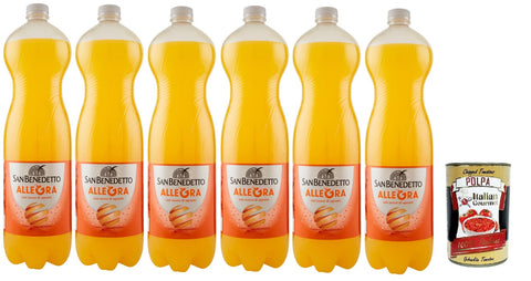Italian Gourmet E.R. Limonade San benedetto Aranciata, Oange OrangenLimonade orangen PET 6x 1.5 Lt erfrischend, orange orange lemonade + Italian Gourmet polpa 400g 8032804040014