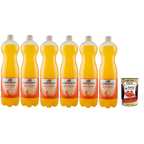 San Benedetto Aranciata, Oange OrangenLimonade orangen PET 6x 1.5 Lt erfrischend, orange orange lemonade inkl. Italian Gourmet polpa 400g Original italienisch