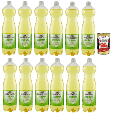 Italian Gourmet E.R. Limonade San benedetto Cedrata soda citron soft drink PET 12x 1.5 Lt Erfrischendes italienisches Alkoholfreies Getränk + Italian Gourmet polpa 400g 80008088