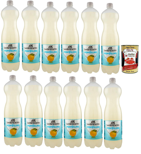 San Benedetto Pompelmo OrangenLimonade orange PET 12x 1.5 Lt erfrischend, pompelmo soft drink inkl. Italian Gourmet polpa 400g Original italienisch