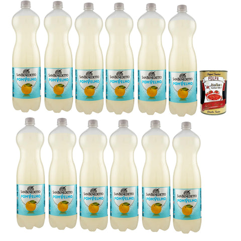 San Benedetto Pompelmo OrangenLimonade orange PET 12x 1.5 Lt erfrischend, pompelmo soft drink inkl. Italian Gourmet polpa 400g Original italienisch