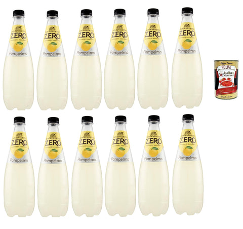 San Benedetto Pompelmo Zero PET ohne Zucker 12x 0,75l, Grapefruit, Limonade orange ohne Zucker, soft drink sugarfree Original italienisch inkl. Italian Gourmet Polpa 400g