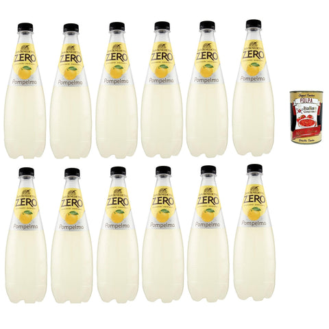 San Benedetto Pompelmo Zero PET ohne Zucker 12x 0,75l, Grapefruit, Limonade orange ohne Zucker, soft drink sugarfree Original italienisch inkl. Italian Gourmet Polpa 400g