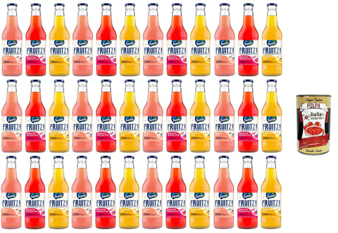 Italian Gourmet E.R. Limonade SANTÀL FRUITZ! Arancia Rossa,Pesca & Pompelmo mix zero,Blutorange,Pfirsich&Grapefruit Zero Mix Das leicht prickelnde alkoholfreie Getränk mit Fruchtgeschmack 36x200ml+Italian Gourmet polpa 400g 8032804040014