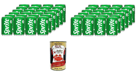Italian Gourmet E.R. Limonade Sprite Mini -Zitronen-Limetten-Geschmack, geringer Zuckergehalt, natürlich erfrischender Geschmack, prickelndes alkoholfreies Getränk-48 Dosen à 150 ml, + Italian Gourmet polpa 400g 8032804040014