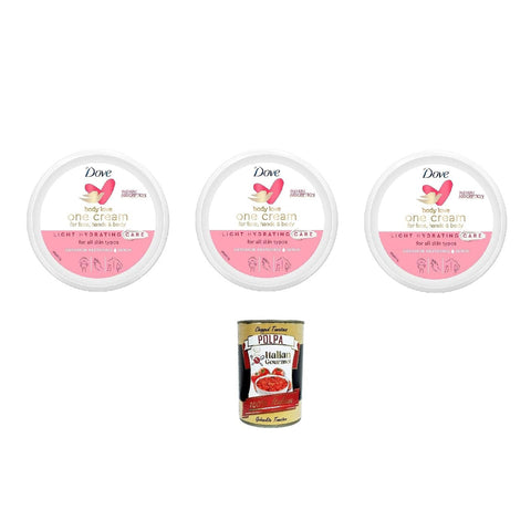 Dove body love one cream for face, hands & body Light Hidrating Care 250ml, Leichte Feuchtigkeitscreme für Körper, Hände und Gesicht 3x 250 ml Original italienisch inkl. Italian Gourmet Polpa 400g