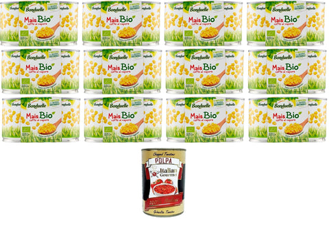 Italian Gourmet E.R. Mais Bonduelle Mais cotto al vapore Gedämpfter Mais 12x300gr (2x150gr)+ Italian Gourmet polpa 400g 8032804040014