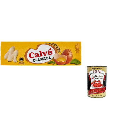 Calvé Classic Mayonnaise, tube, mit Sonnenblumenkernöl, ideal für Sandwiches und Canapés, ohne Konservierungsstoffe und ohne Zucker, glutenfrei, vegetarisch 12x 150 ml inkl. Italian Gourmet polpa 400g Original italienisch