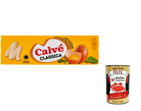 Italian Gourmet E.R. Mayonnaise 12x Calvé Classic Mayonnaise, 150 ml tube , mit Sonnenblumenkernöl, ideal für Sandwiches und Canapés, ohne Konservierungsstoffe und ohne Zucker, glutenfrei, vegetarisch + Italian Gourmet polpa 400g 8720182138835