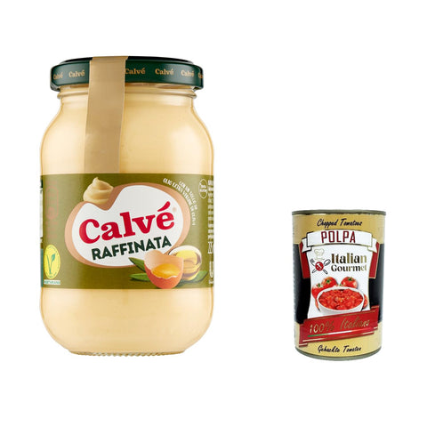 Calvè Calvé Maionese Raffinata Zusatz von nativem Olivenöl extra, ideal zu Fleisch und Gemüse, glutenfrei, 225 ml 12x Original italienisch inkl. Italian Gourmet Polpa 400g