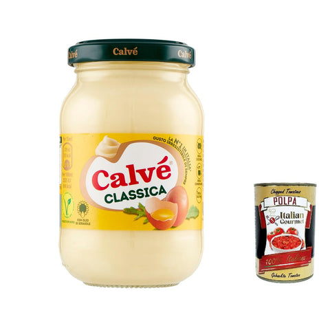 Calvè Calvé Maionese Classica mit Sonnenblumenöl, ideal für Sandwich und Kanties, ohne Konservierungsstoffe und ohne Zucker, Gluten -frei, 225 ml 6x Original italienisch inkl. Italian Gourmet Polpa 400g
