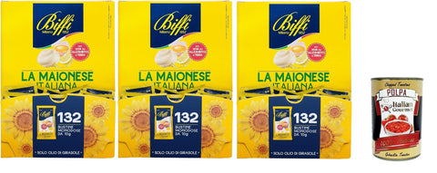 Italian Gourmet E.R. Mayonnaise Biffi Italienische Mayonnaise, 132 Einzelportionsbeutel, 10g pro Portion, 3er-Pack, + Italian Gourmet polpa 400g