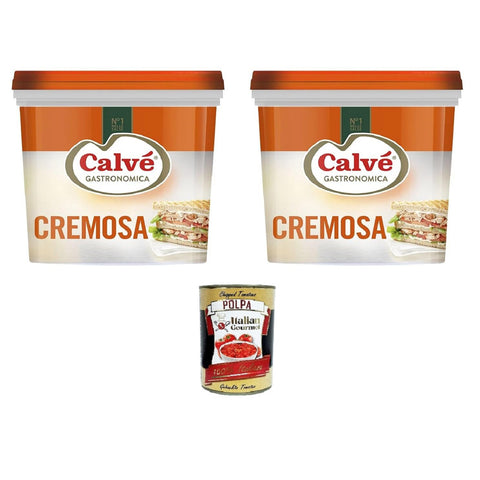 Calvè Cremige gastronomische Mayonnaise 2x5 kg Eimer Original italienisch inkl. Italian Gourmet Polpa 400g