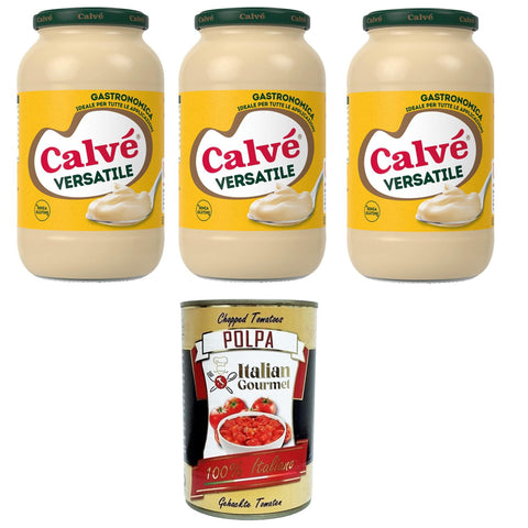 Calvè Maionese Versatile glutenfreie gastronomische Mayonnaise 3x 825ml inkl. Italian Gourmet Polpa 400g Original italienisch