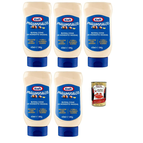 Kraft Klassik Mayonnaise mayo classic Fritessoße Soße Sauce Top down 5x 390ml Original italienisch inkl. Italian Gourmet Polpa 400g