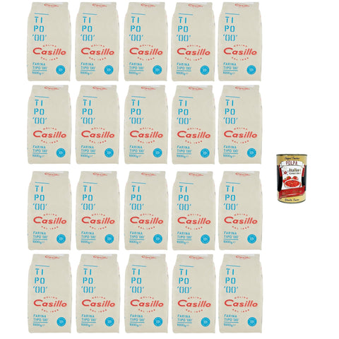 Casillo Farina per Pizza Tipo '00', Weizenmeh Pizza Napoli Pizzamehl Pizza Mehl 20x 1kg inkl. Italian Gourmet polpa 400g Original italienisch