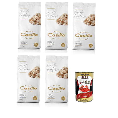Casillo Molino Semola D'Autore Farina di semola rimacinata integrale per pasta Vollkorn Grießmehl für Nudeln 5x500g Original italienisch