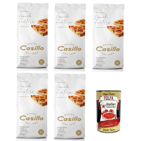 Casillo Molino Semola D'Autore Farina di semola rimacinata per Pizze e Focacce Gemahlenes Grießmehl für Pizzen und 5x500g Original italienisch Zutat