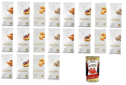 Italian Gourmet E.R. Mehl Molino Casillo Testpaket Semola D'Autore Farina di semola rimacinata Für Kekse, Pizzen und Focaccia, Panzerotti und frittierte Speisen, Vollkorn für Pasta 20x500gr + Italian Gourmet polpa 400g 8032804040014
