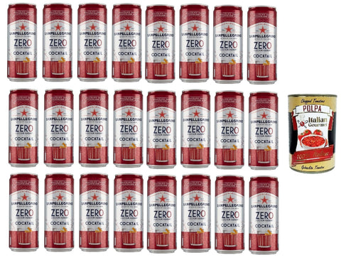 San Pellegrino cocktail zero Ingwer Zero dosen ohne Zucker 33cl Aperitivo Softdrink ohne Alkohol ohne Zucker 24x Original italienisch inkl. Italian Gourmet Polpa 400g