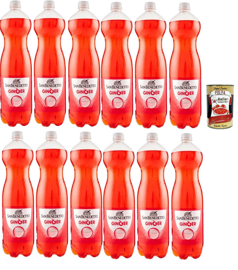 Italian Gourmet E.R. Mischgetränke & Cocktails San Benedetto Ginger, Cocktail Ingwer Bitter Aperitivo PET 12x 1,5 l italienisches Softdrink + Italian Gourmet polpa 400g 8032804040014