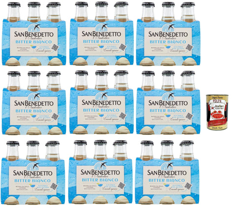 San Benedetto L'analcolico Bitter Bianco, weiß bitter Aperitif ohne Alkohol, Farblos 48x 10cl inkl. Italian Gourmet polpa 400g Original italienisch