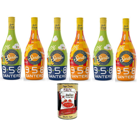 Santero 958 Spritz 0% Alkoholfrei 6x 750ml Original italienisch inkl. Italian Gourmet Polpa 400g